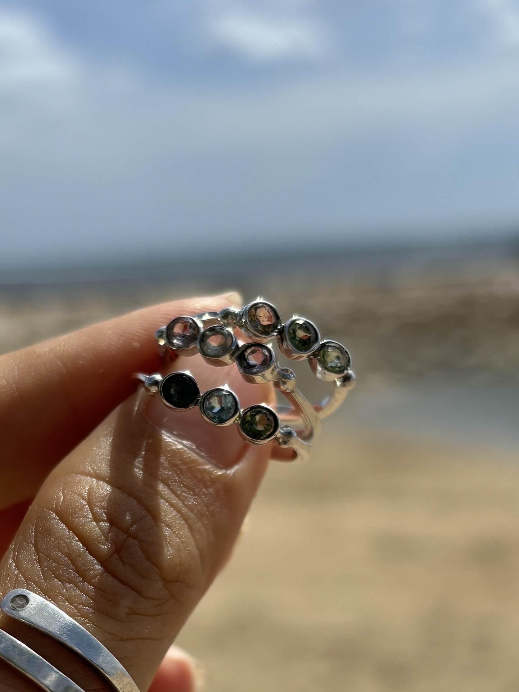 Triple Radiance: Handmade Dainty Rainbow Tourmaline Ring - Image 3