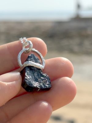 Mystic Noir: Raw Black Tourmaline Silver Necklace