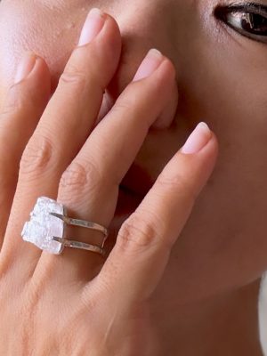 Celestial Kunzite Silver Statement Ring