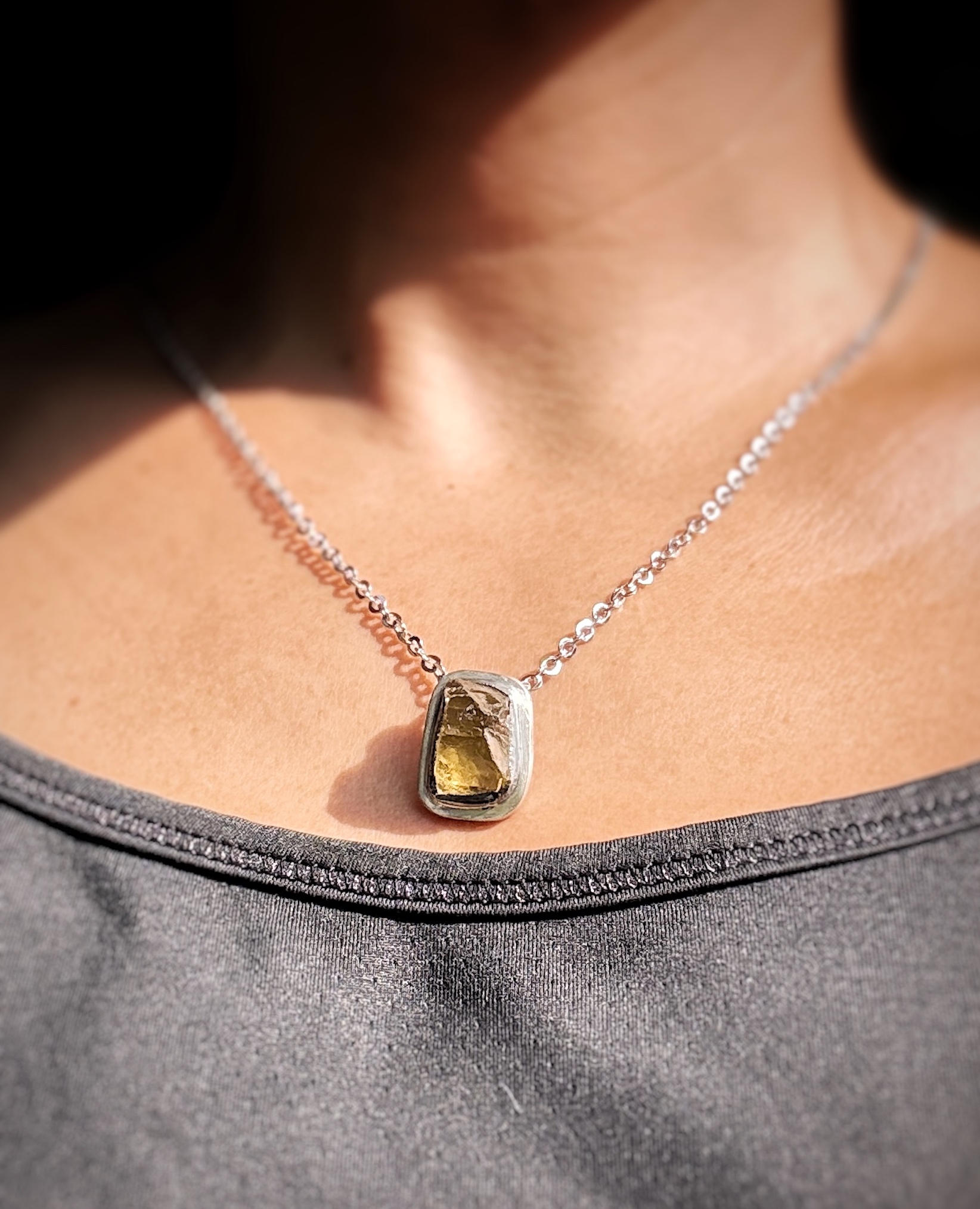 Golden Whispers; Raw Citrine Rustic Pendant - Image 2