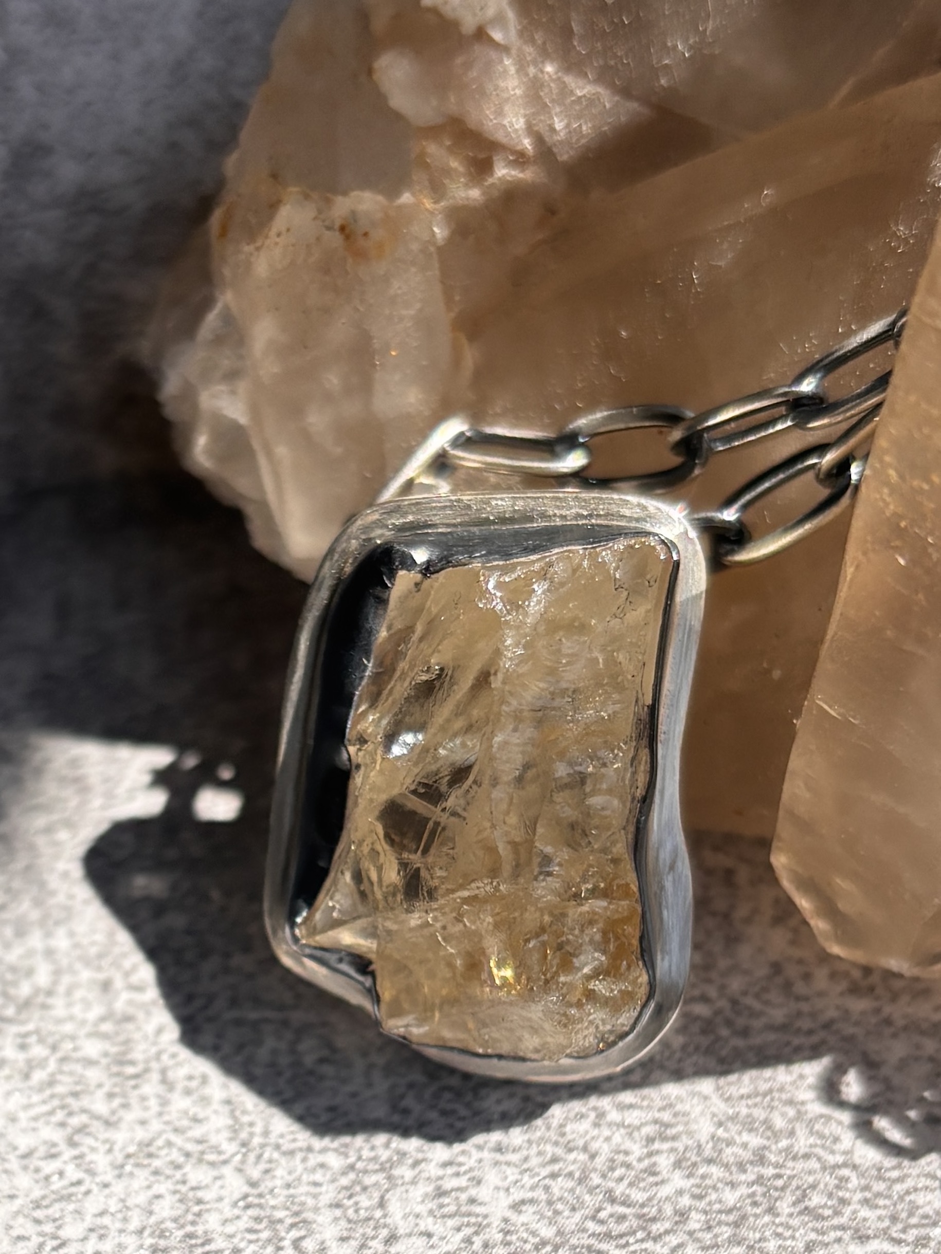 Golden Whispers; Raw Citrine Rustic Pendant - Image 7