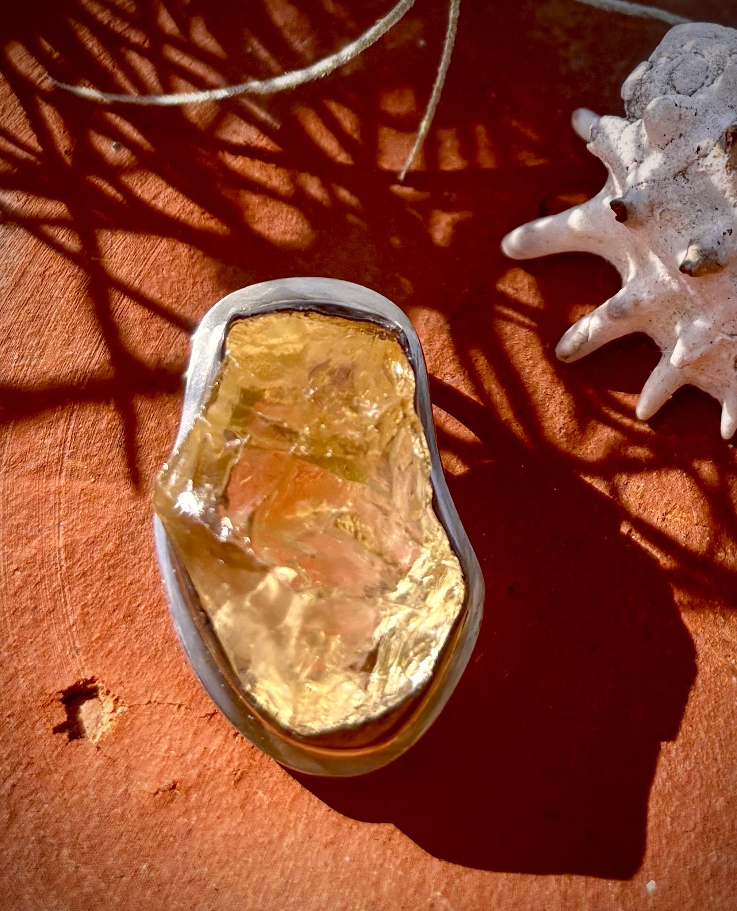 Golden Whispers; Raw Citrine Rustic Pendant - Image 5