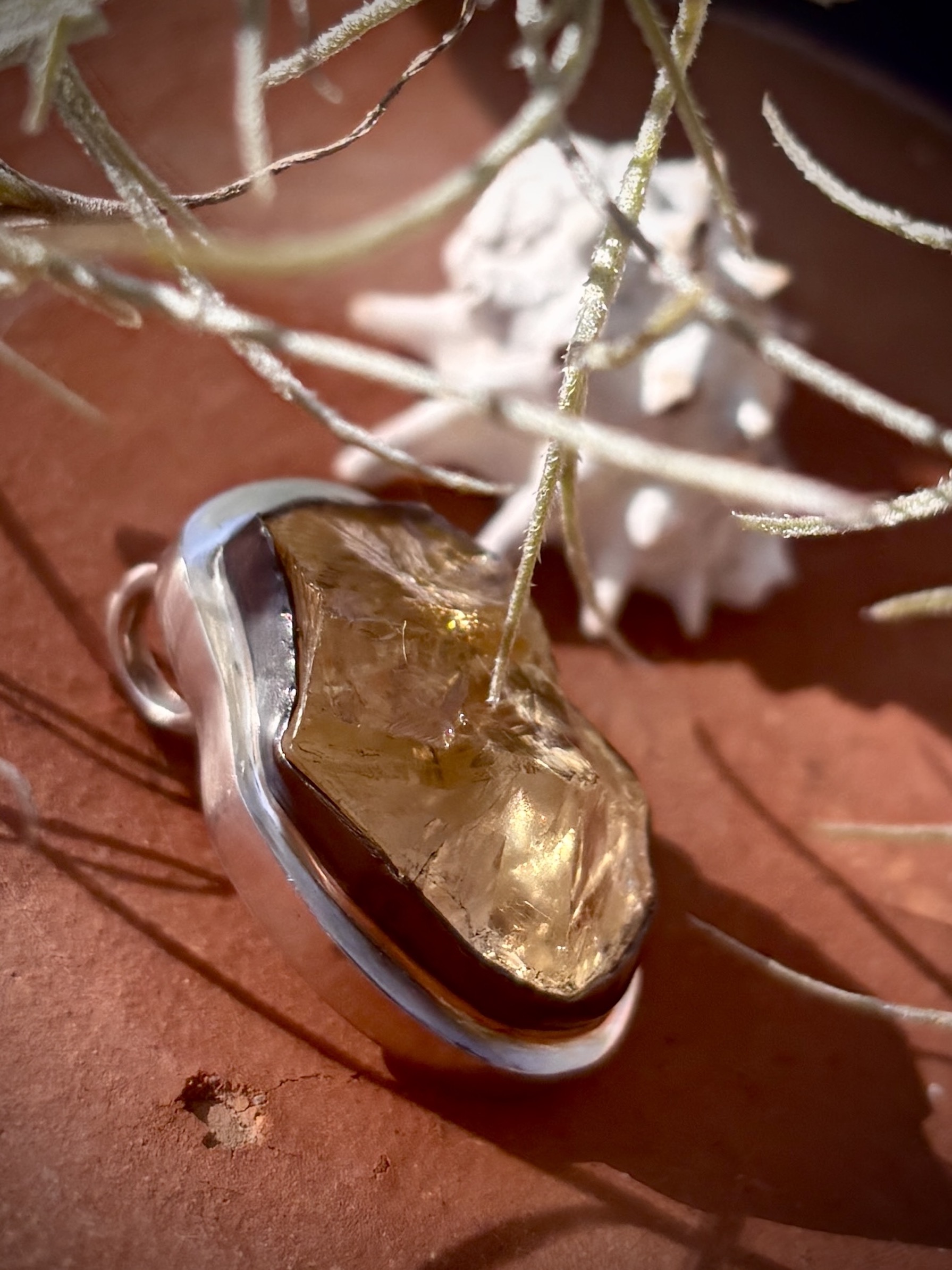 Golden Whispers; Raw Citrine Rustic Pendant - Image 3