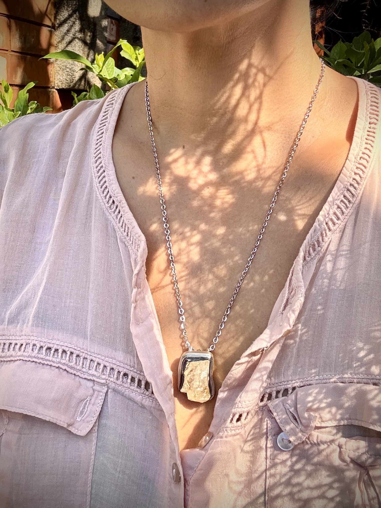 Golden Whispers; Raw Citrine Rustic Pendant - Image 4