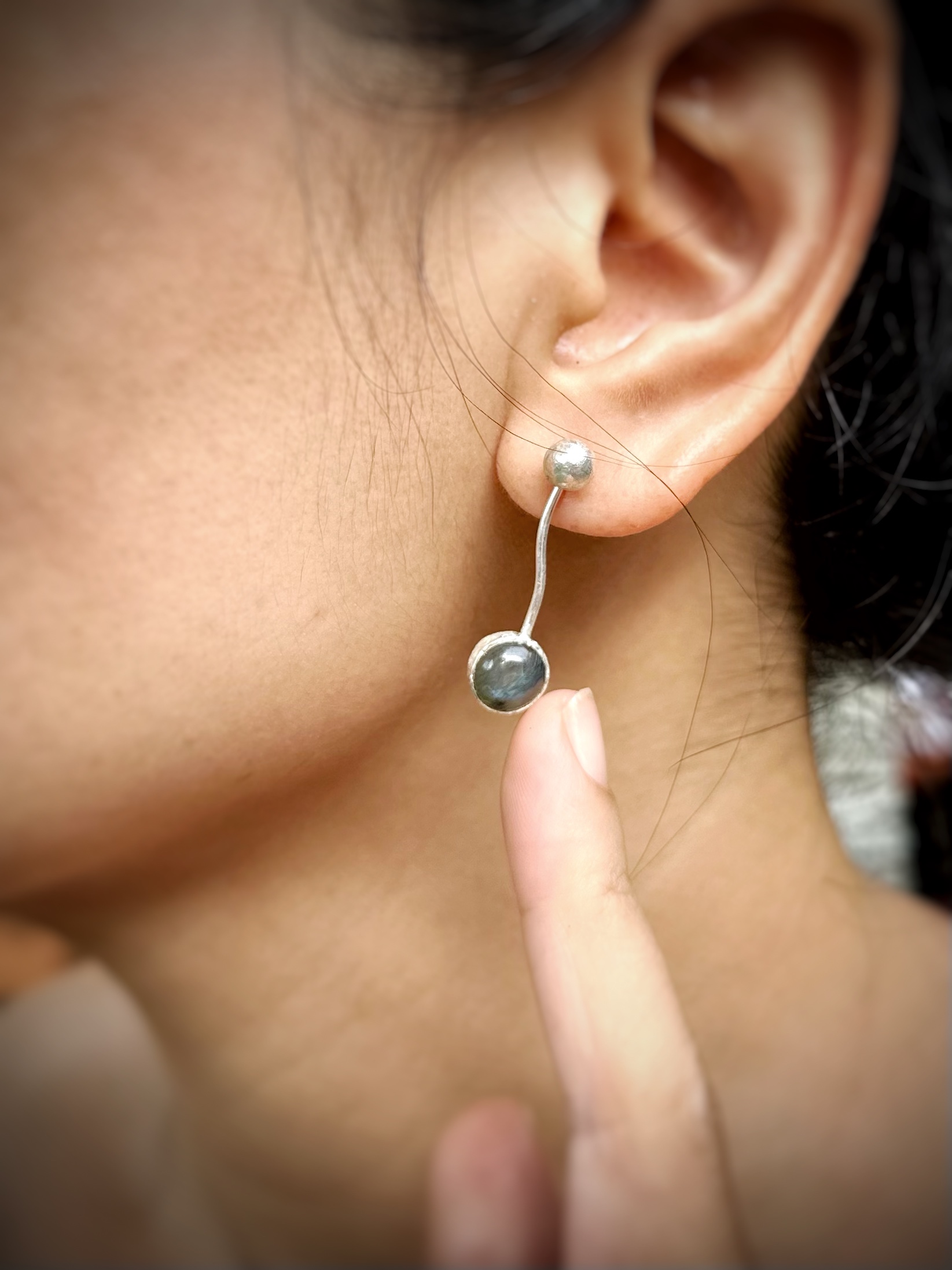 Glow & Flow - Labradorite & Sunstone Earrings - Image 5