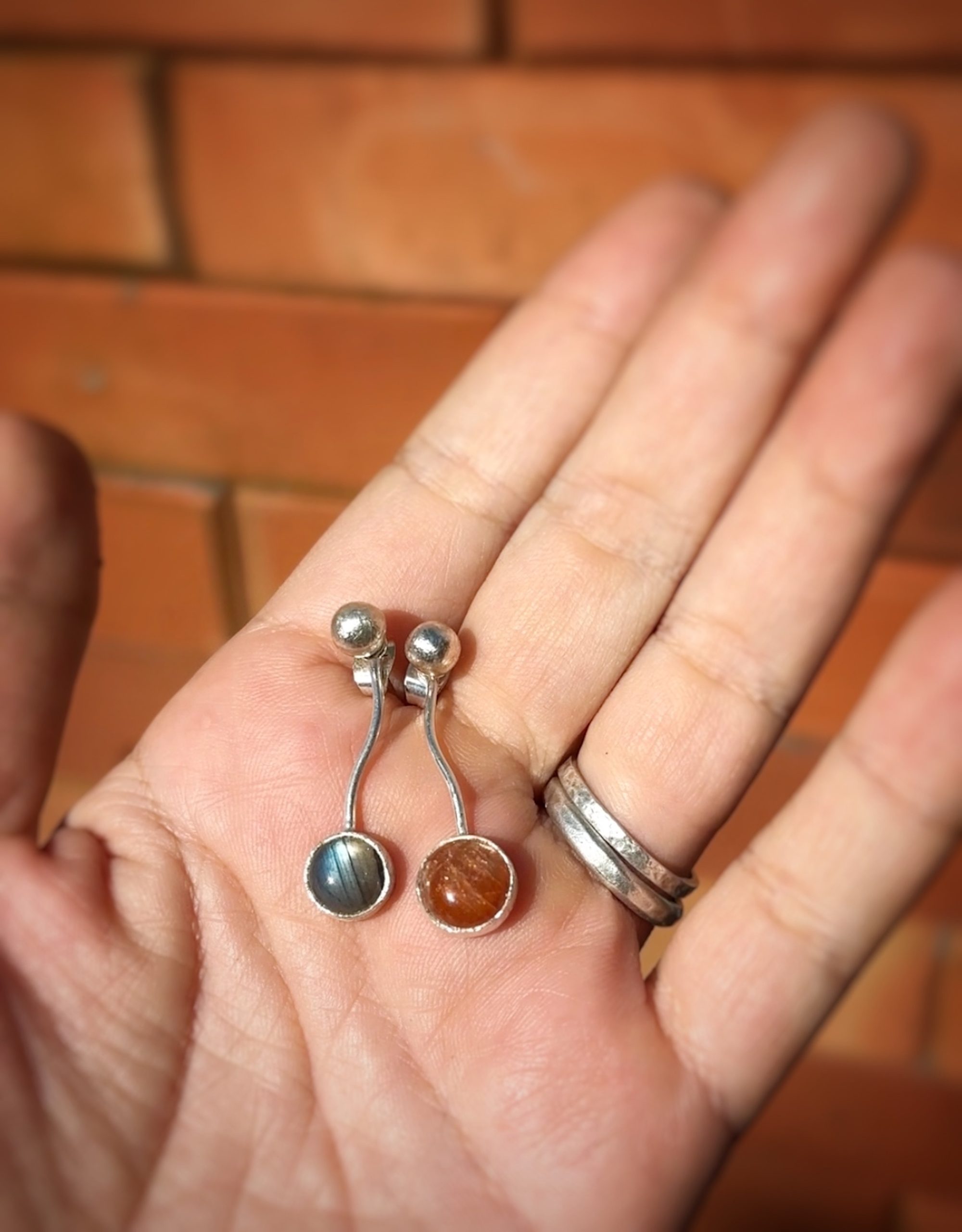 Glow & Flow - Labradorite & Sunstone Earrings - Image 3